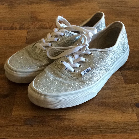 vans silver glitter shoes